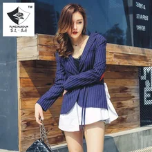 Hss0015 Для женщин в синюю полоску шить пальто