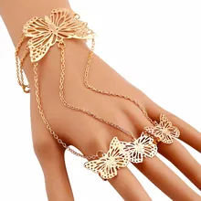 Богемные браслеты на цепочке, винтажные полые браслеты на руку и палец, браслеты на цепочке для женщин, ювелирные изделия, подарки