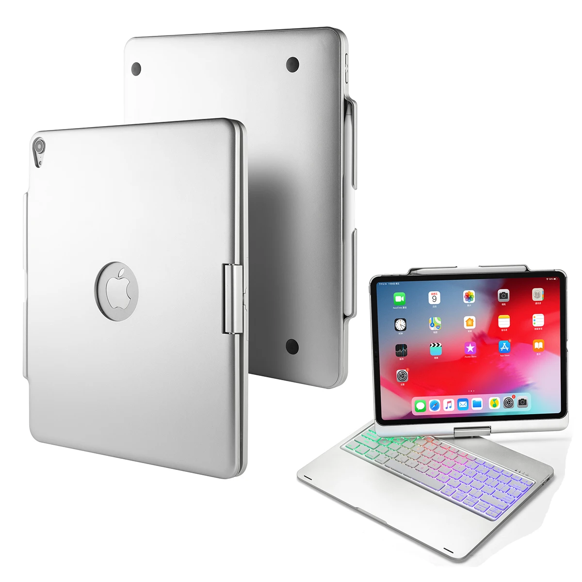 Для iPad Pro 12 9 дюймов 2018 Чехол 7 цветов с Подсветкой Bluetooth клавиатура вращение на 360