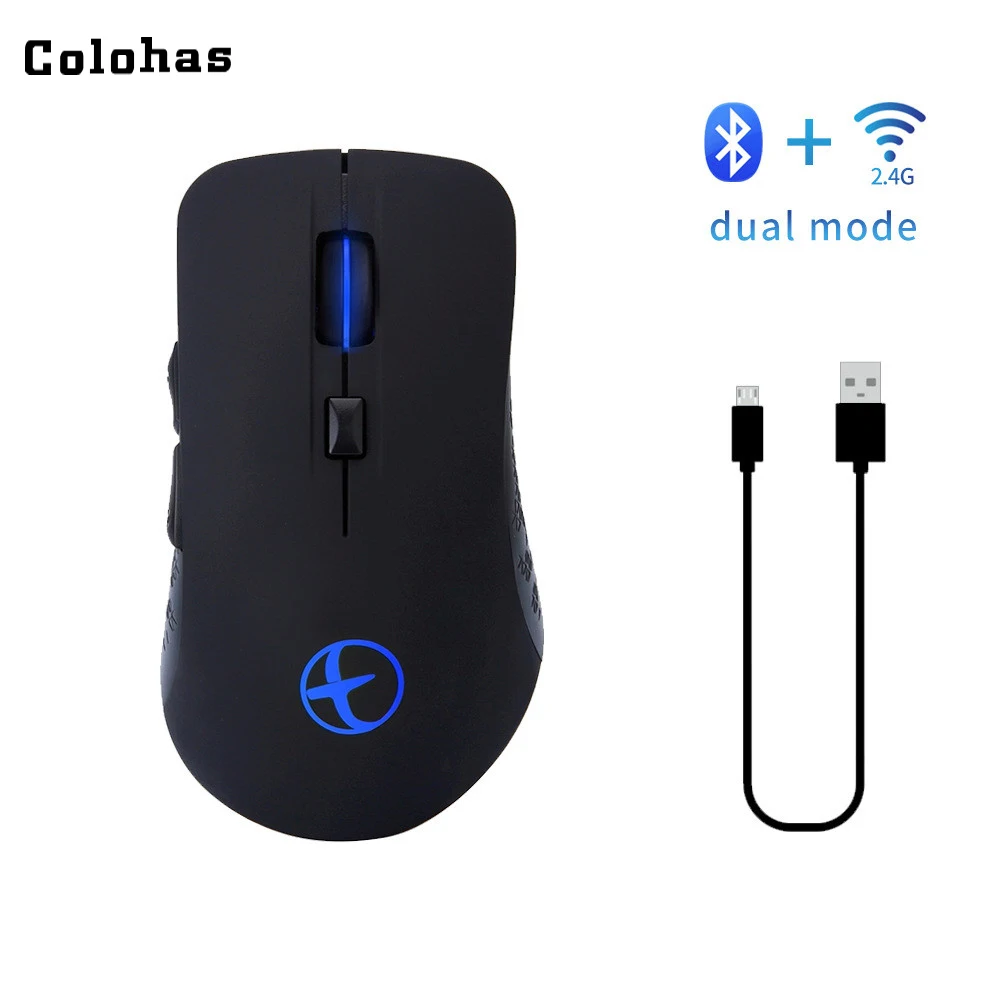 

Dual Mode Bluetooth 4.0 Mouse Black Rechargeable Wireless Mouse Colorful Breath Light Optical Mice for Lenovo DELL Macbook HP