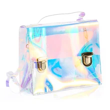 Women Summer Beach Bag PVC Clear Transparent Bags Small Tote Bag Hologram Handbags Women Famous Brand