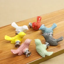 Vintage Bird Ceramic Door Knob Children Room Cupboard Cabinet Drawer Suitable Kitchen Furniture Home Pull Handle With Screws