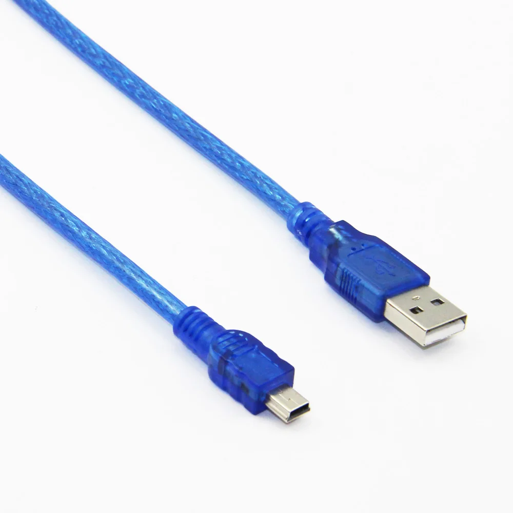 30cm Mini 5P USB Cable USB 2.0 Type A Male to Mini 5P Male Data Cable For MP3/4 Speakers Cameras Dual Shielding( Foil+Braided)
