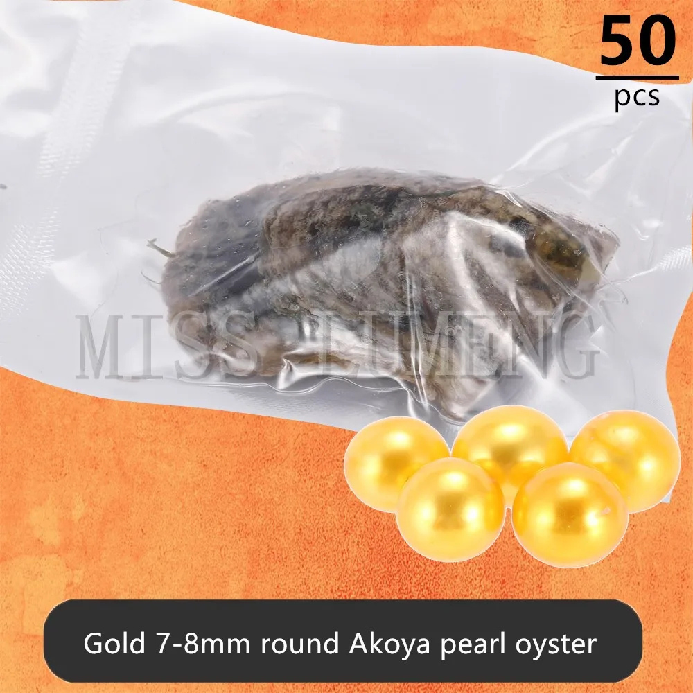 Мисс LUMENG 50 шт. 7-8 мм золото akoya круглый жемчуг ААА класса Горячие Красочные Круглые