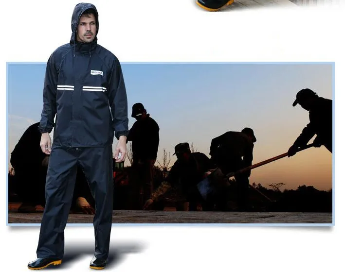8.New Impermeable Raincoat Adult Jacket Pants Set Unisex Rain Poncho Thicker Police Rain Gear Motorcycle Rainsuit men's rain jacket