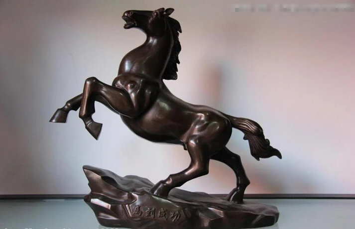 

Collectible bronze lion statue S0552 China Bronze Copper Wealth Lucky Fly Gallop Run Horse to Successful Art Statue B0403