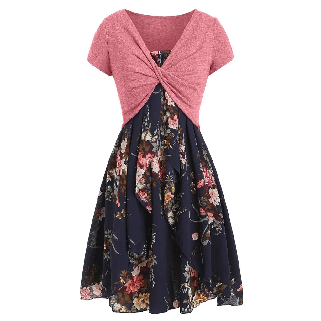 Платье для сна#401 модное летнее женское повседневное Цветочное платье с укороченной футболкой Красочные подарки повседневное сексуальное очаровательное горячее предложение