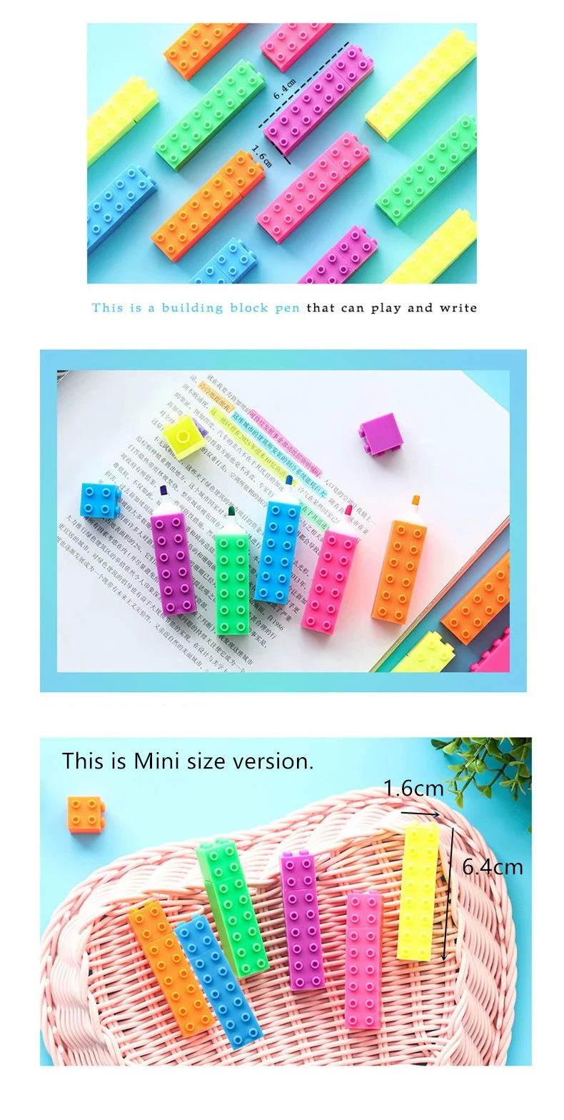 Bloco de Cores Presente do Miúdo Artigos de Papelaria Lote Mini Highlighter Caneta Edifício Diamante Desenho Marcador Canetas Escritório Material Escolar A6201 36 Pçs - 4 High Quality Material escolar e de escritório