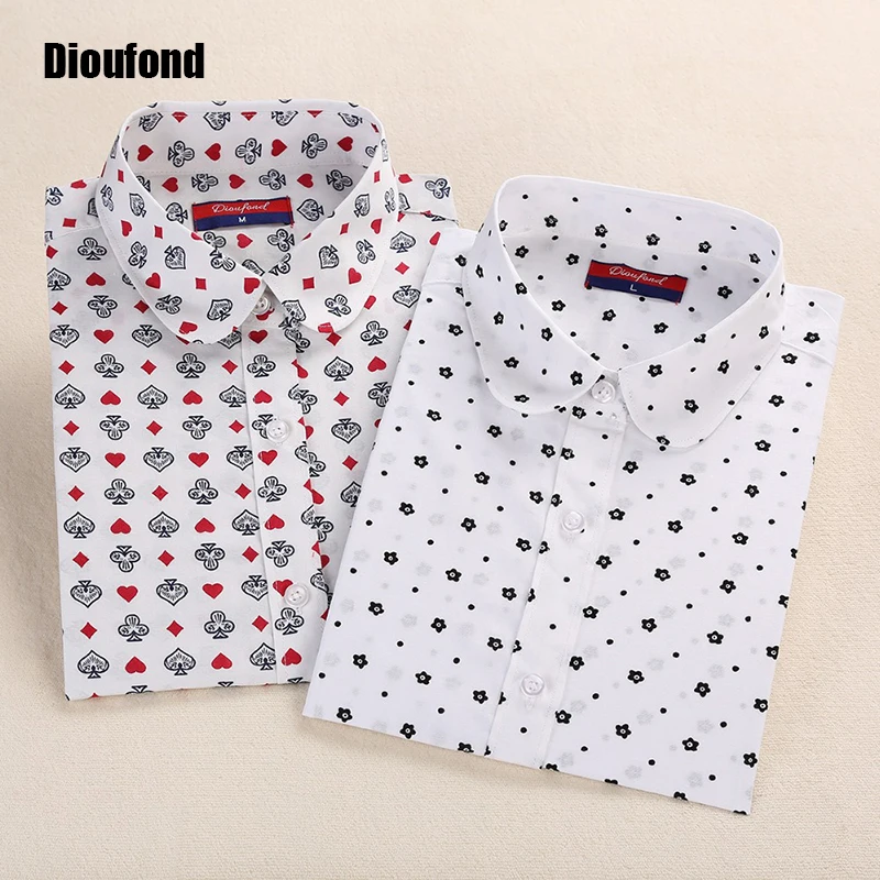 Dioufond Floral Women Blouses Polka Dot Blouse Long Sleeve Shirt Women Cotton Camisas Femininas Blusa Feminina Ladies Tops Dioufond Floral Women Blouses Polka Dot Blouse Long Sleeve Shirt Women Cotton Camisas Femininas Blusa Feminina Ladies Tops