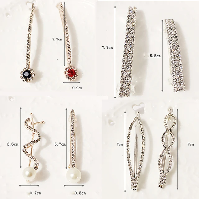 Fashion 1PC Rhinestones Hair Clips A Word Folder Gift Exquisite Hair Pin Crystal Children Adult Hair Barrettes Hair Accessories