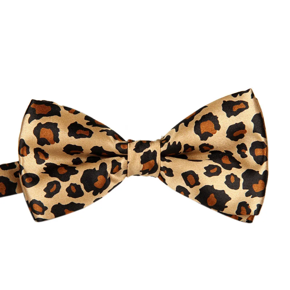 DOUDOULU Leopard Adjustable Bow tie Wedding Party Men Women ties