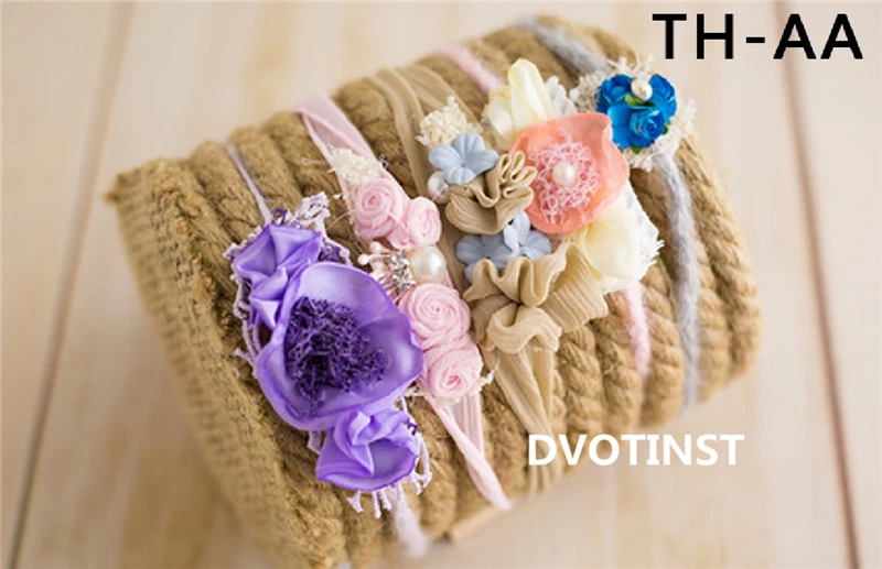 Dvotinst реквизит для фотосъемки новорожденных Милая Цветочная повязка на голову головной убор Fotografia аксессуары для малышей головной убор Студийная фотосъемка реквизит - Цвет: TH-AA