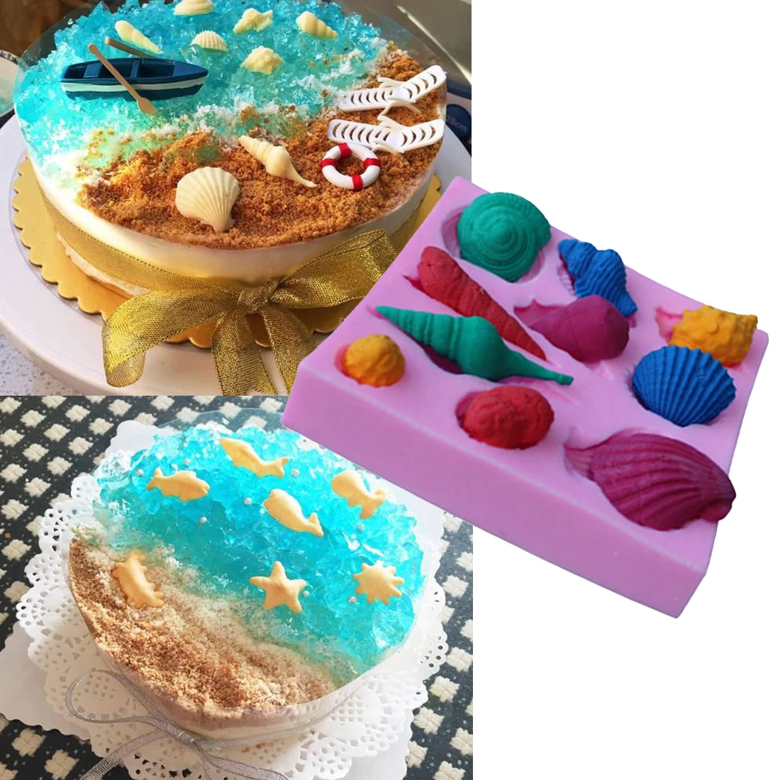 

Nice Lovely Shell Starfish Conch Sea Silicone Mold Fondant Cake Decorating Tools Soap Mold Cake Chocolate