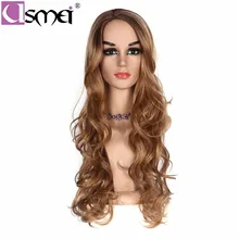 USMEI 30 дюймовые длинные волнистые парики для женщин термостойкие волосы по бокам высокая плотность блонд Поддельные парики Косплей