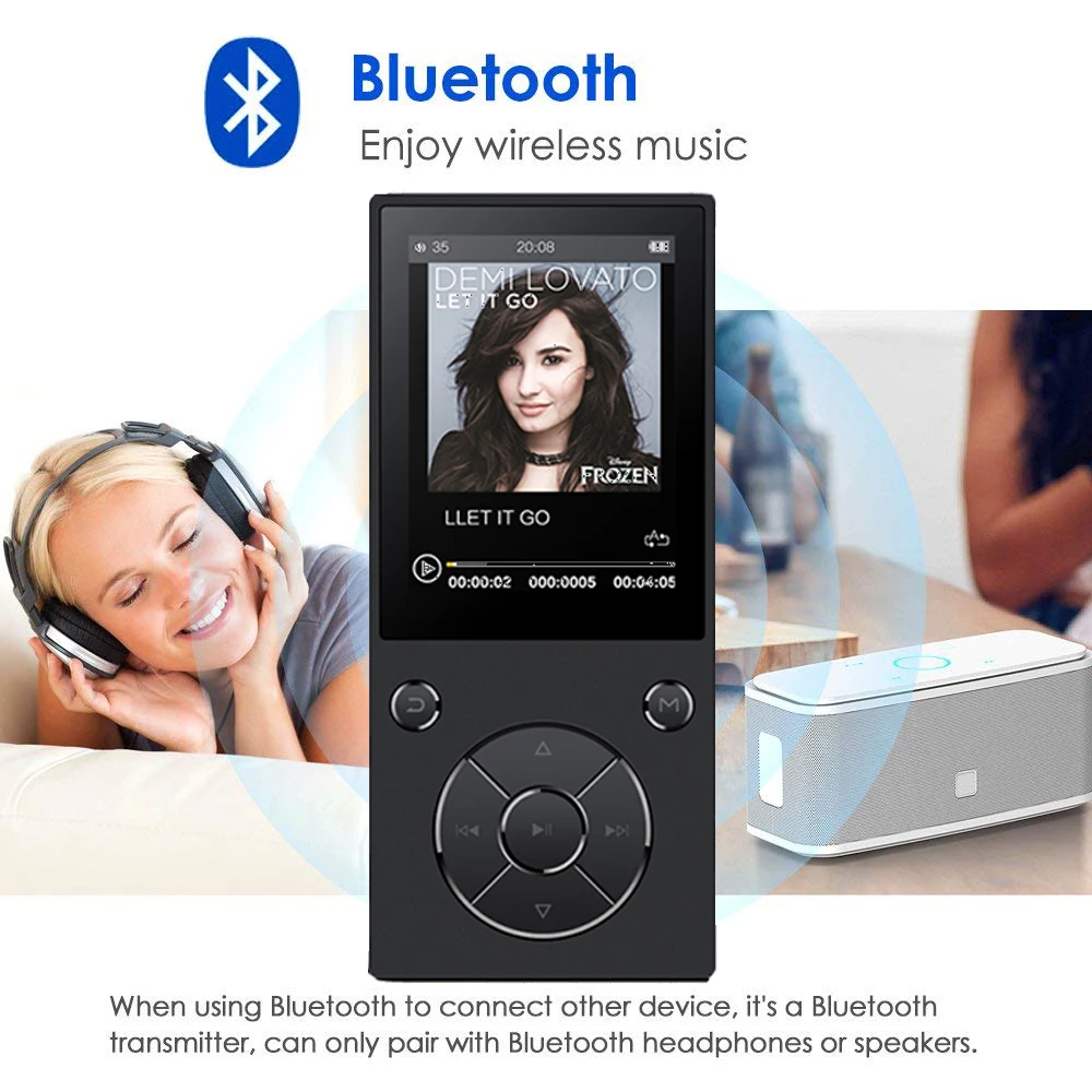 Металлический Bluetooth 4,0 16 Гб Встроенный динамик с 2,4 дюймовым цветным экраном MP3-плеер с поддержкой sd-карты до 128 ГБ MP3 музыкальный плеер