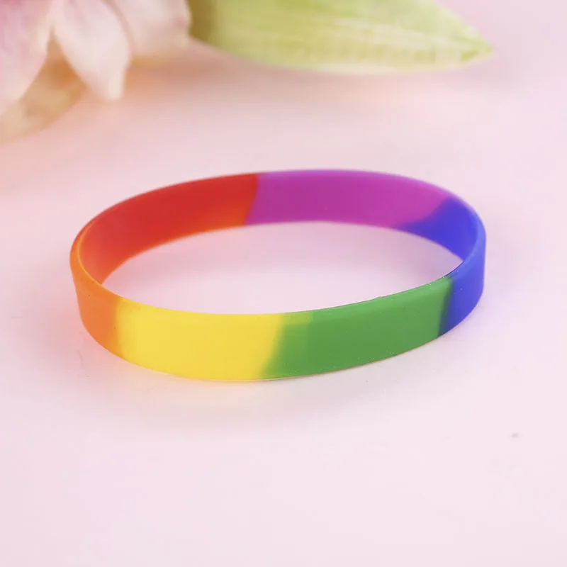 rainbow silicone wristband Rainbow color Silicone 6 segmented colors ...