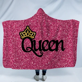 

Hoodie Blanket Kid English Letters Printed Winter Warm Soft Plush Decorative Bed Cover Hooded Blanket Adult For Sofa Xmas Gift