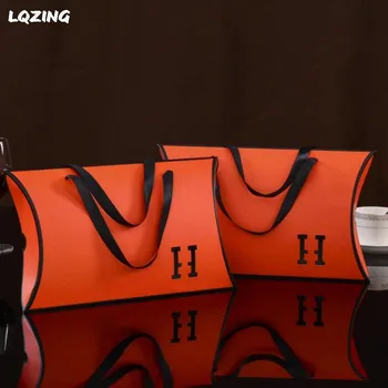 

BIG Christmas Gift Box Orange Pillow Storage Box Organizer Pillow Scarft/Book/Make up/Clothes Packing Bag Wedding Favour Box