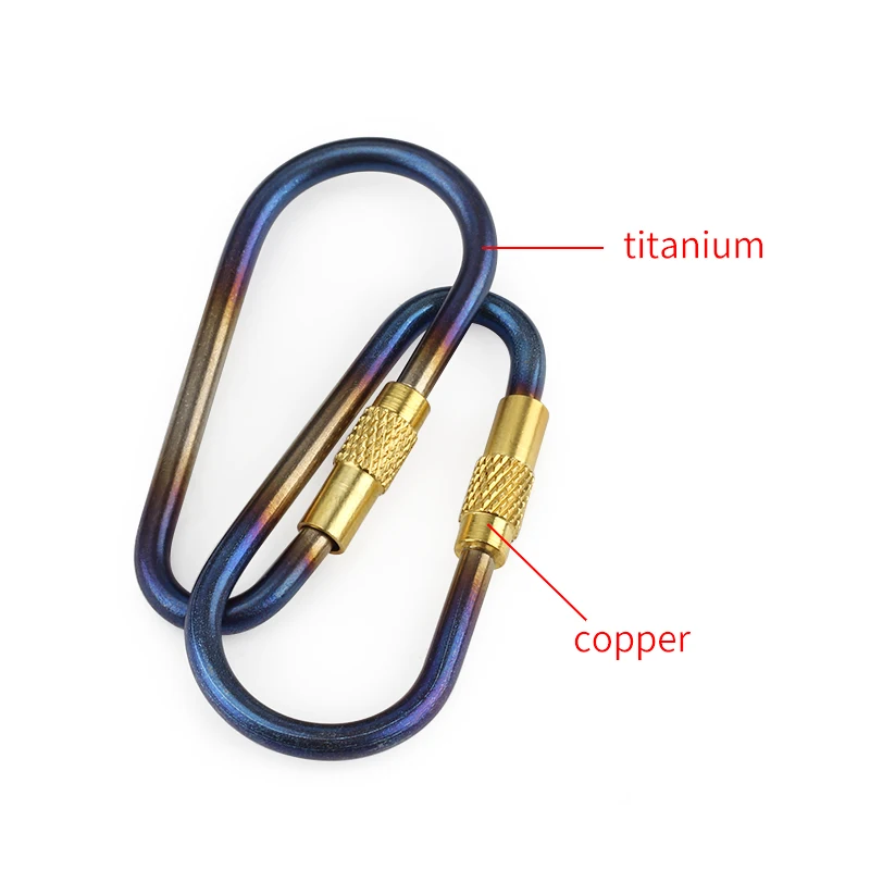 2pcs/lot Bluing Titanium Alloy Backpack Hang Buckle Keychain Metal Buckle EDC Camping Outdoor Small Tool