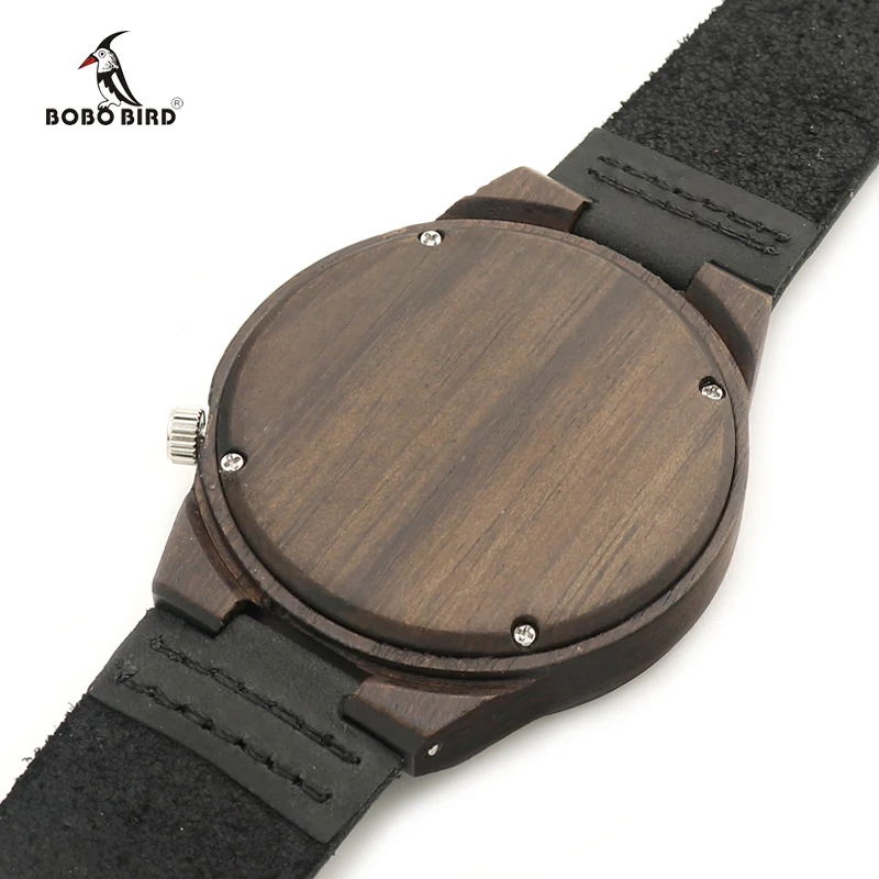BOBO BIRD Brand Wooden Men's Watches with Real Leather Strap Japan Move' Quartz Wood Wristwatch for Men relogio masculino C-B13