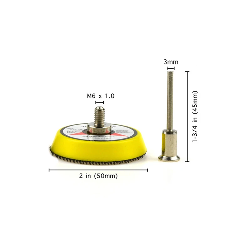 POLIWELL 2 дюйма Резервное копирование шлифовальный коврик для 50 мм крюк и петля шлифовальный диск пластина+ 3 мм хвостовик подходит шлифовальный станок электрические инструменты - Цвет: 50mm Pad-3 mm shank