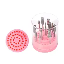 48 отверстий Держатель для сверла для ногтей стенд дисплеер розовый сверло для ногтей контейнер ящик для хранения, маникюр инструмент для дизайна ногтей акриловая крышка