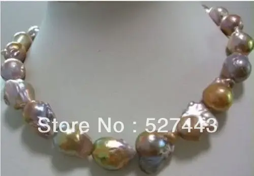 

Wholesale free shipping >>huge Color 15-20mm sea baroque pearl necklace 18 INCH