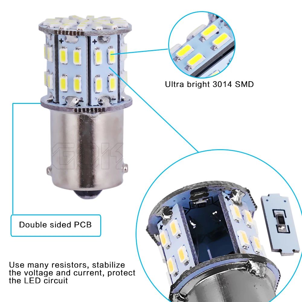 10 шт. новинка бесплатная доставка S25 Ba15s BAY15D 1157 1156 led 50smd 3014 50 светодиодов сигнал