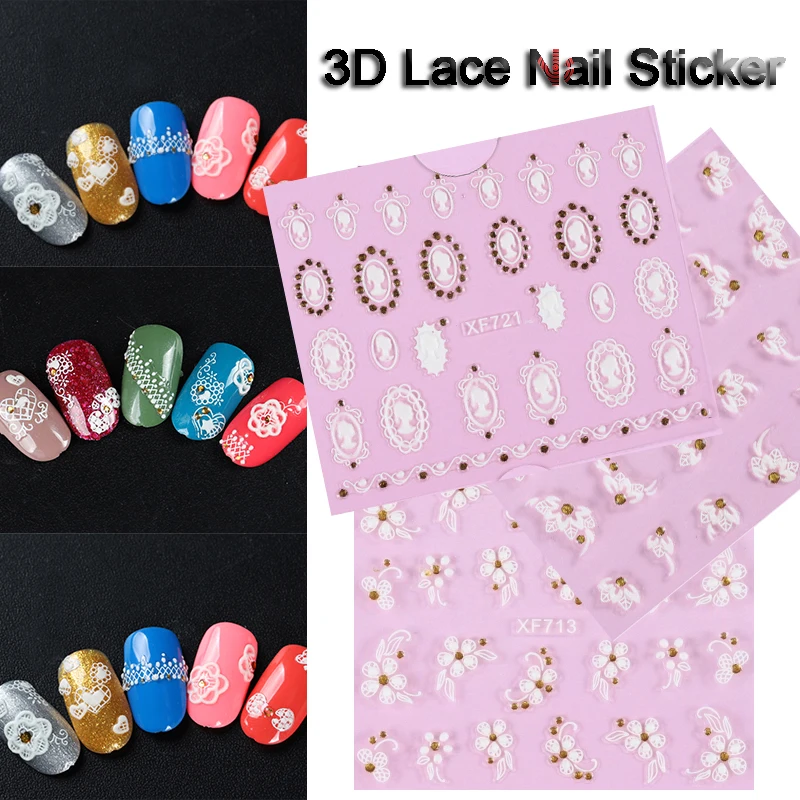

DIY Hollow Lace Flower Nail Stickers Beauty Nail Art Water Decal Decoration Sticker On Nails Sticker Decals