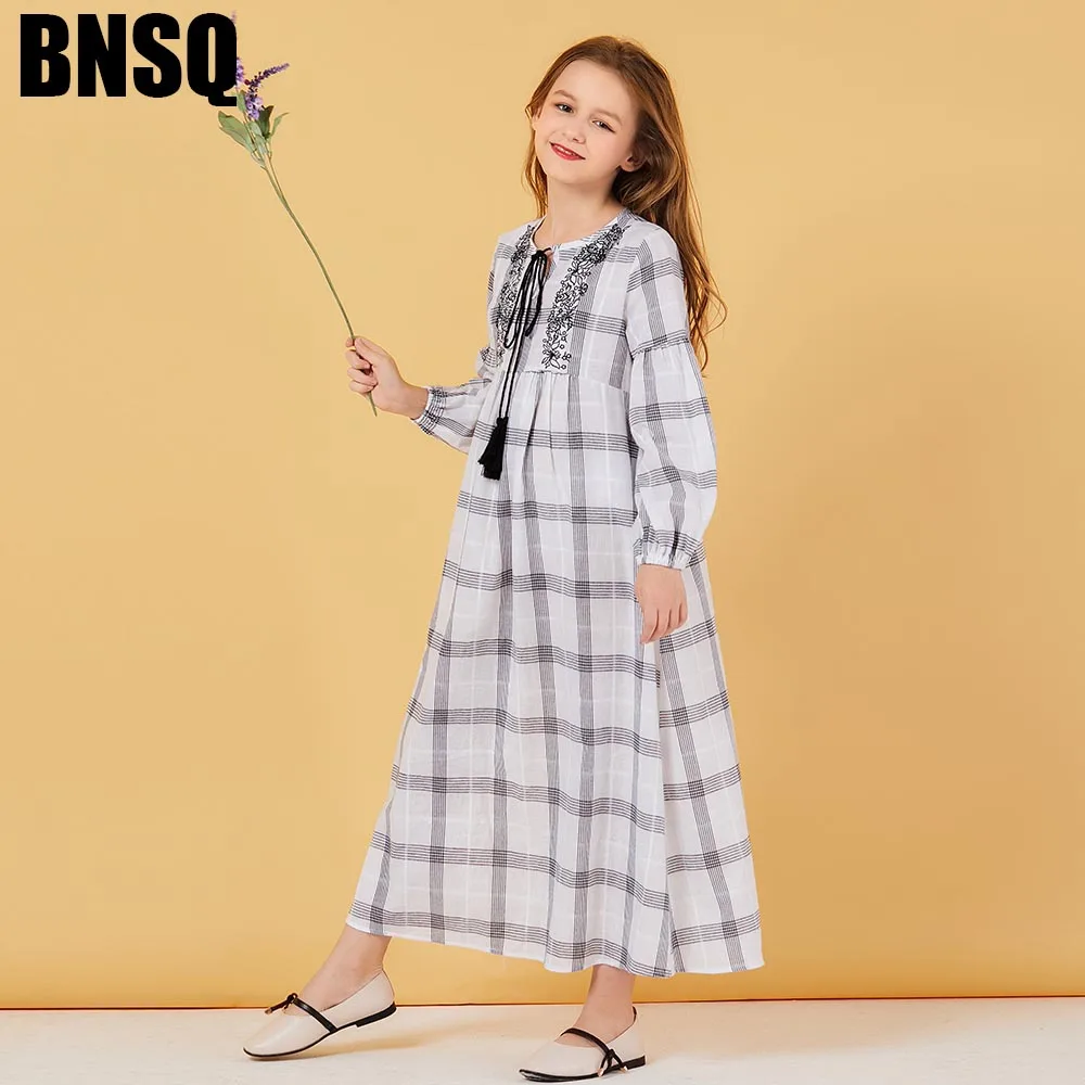 BNSQ/Детское платье для родителей и детей Одинаковая одежда для семьи вязаные платья с вышивкой для мамы и дочки мусульманские повседневные арабские платья