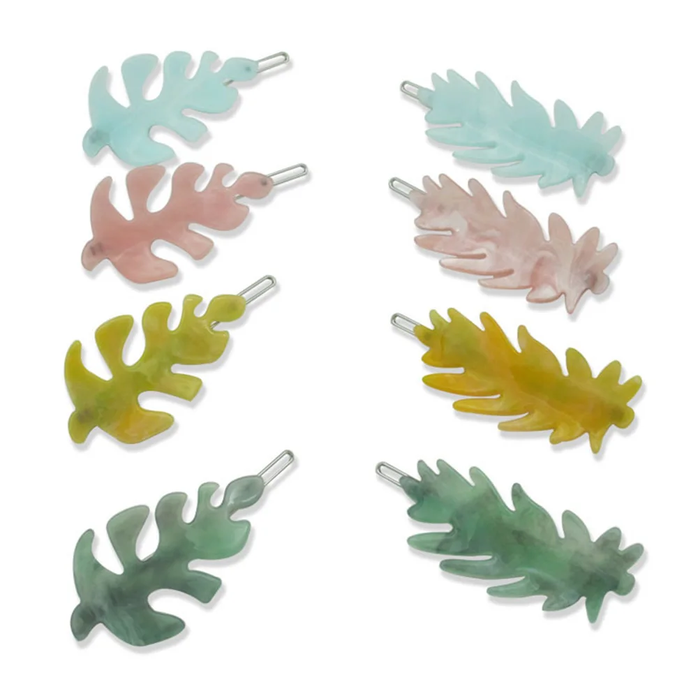 

1PC Acetic Acid Acrylic Hairpin Solid Color Leaves Hair Clips For Women Fashion Hairgrips Hair Accessories Girls Barrette Gift