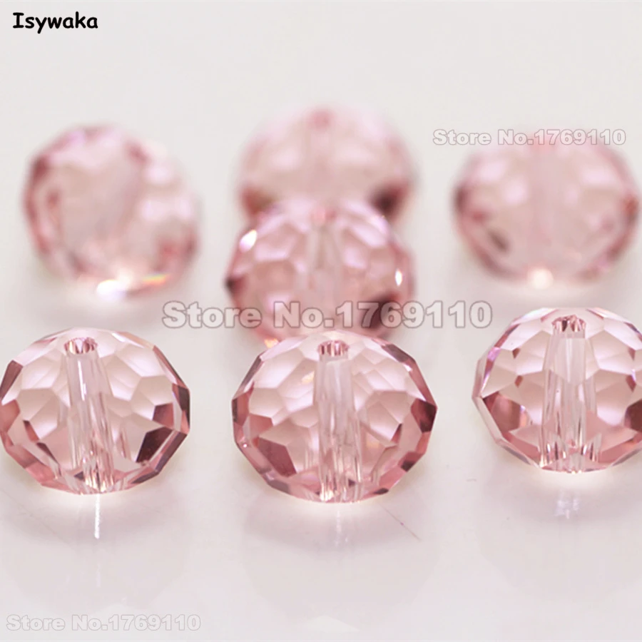 Розовые граненые стеклянные шарики Isywaka 8*10 мм 70 шт.|beads loose|crystal glass beadsround beads |