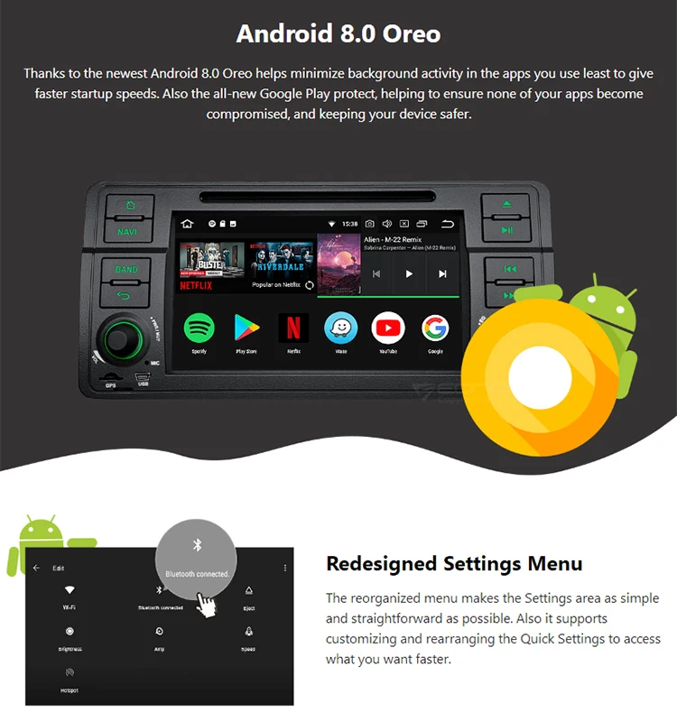 Flash Deal 7" Android 8.0 Octa-Core Car DVD Multimedia Navigation GPS Radio for BMW 3 Series E46 1998-2006 with Split Screen Mode Support 1