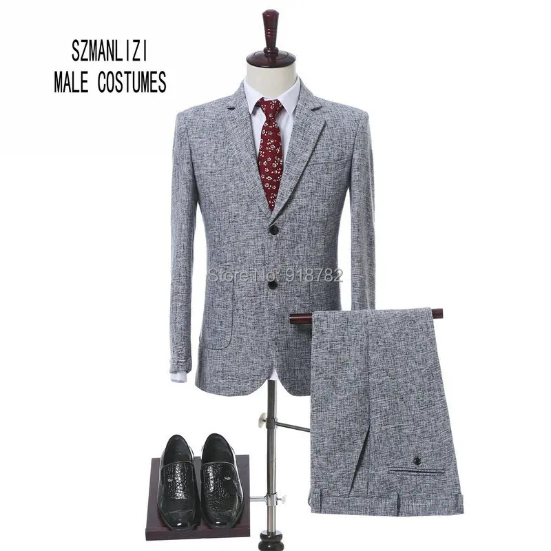 

Latest Coat Pant Designs 2 Button Slim Fit Mens Classic Suits Formal Tuxedo Groom Wedding Suit For Men Light Grey Business Suit