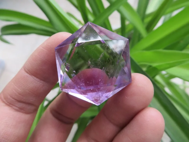 A* 16.8g Natural Amethyst Quartz Crystal Star Of David Carving ART