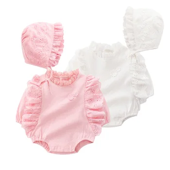 

Lace Newborn Baby Girl Clothes Ruffles Long Sleeve Girls Bodysuits Jumpsuit Outfits Infant Clothing Sets Hats Autumn