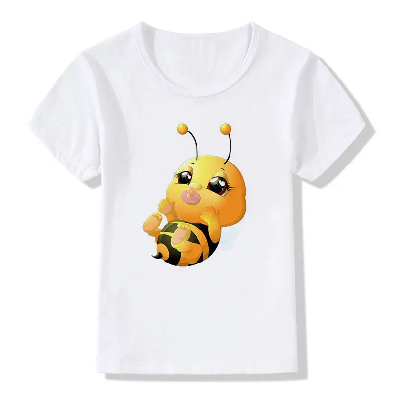 

RUNNING CHICK summer tops t shirts boys and girls funny cartoon bee print kids clothes jacket t shirts dropship