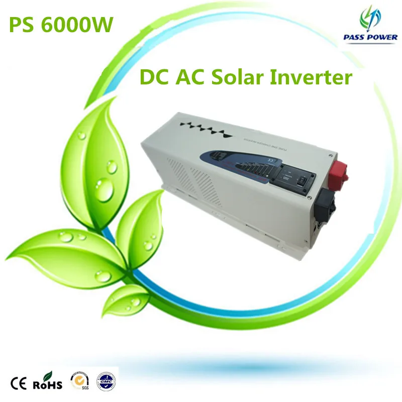 

2016 Free shipping 50hz or 60hz dc to ac hybrid inverter 6kw off grid pure sine wave solar low frequency inverter 6000 watt