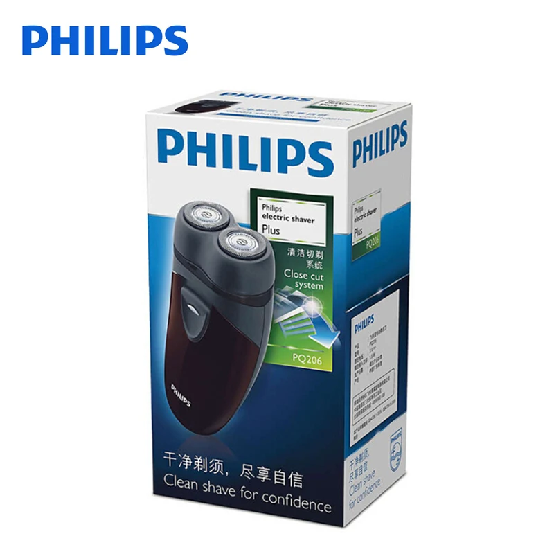 Оригинальная Электробритва Philips PQ206 с двумя плавающими головками AA батарея для отслеживания контура лица для мужской электробритвы