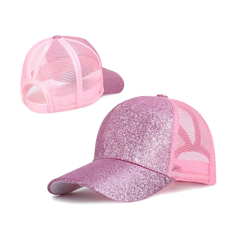 Новинка, стильная блестящая сетчатая бейсболка с конским хвостом, высокое качество, женская летняя повседневная Кепка, женские спортивные кепки - Цвет: Pink