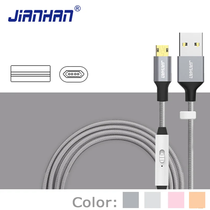 

Reversible Micro USB Cable on off Switch Smart Quick Charging Data USB 2.0 Sync Cables for Xiaomi Sansumg Galaxy Android Phone