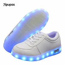 7ipupas детская обувь с светильник для мальчиков светодиодные кроссовки весна осень белый светильник ed модная светящаяся обувь для девочек светящаяся детская обувь