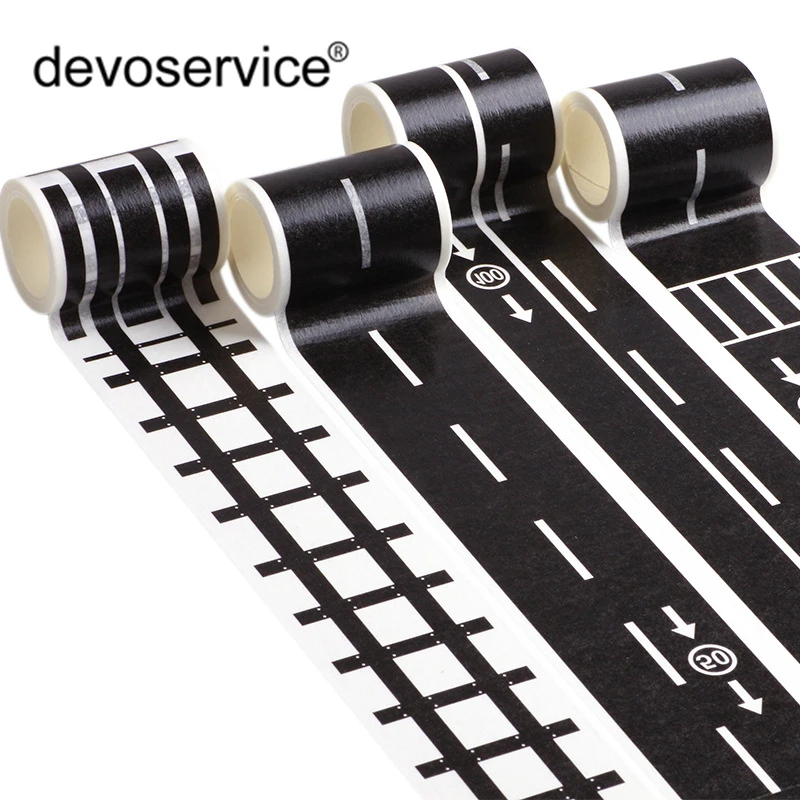 

New DIY Road Traffic Stickers Tape Road Railway Train Curve Design Sticker Adhesive Tape Masking Tape School Children Stationery