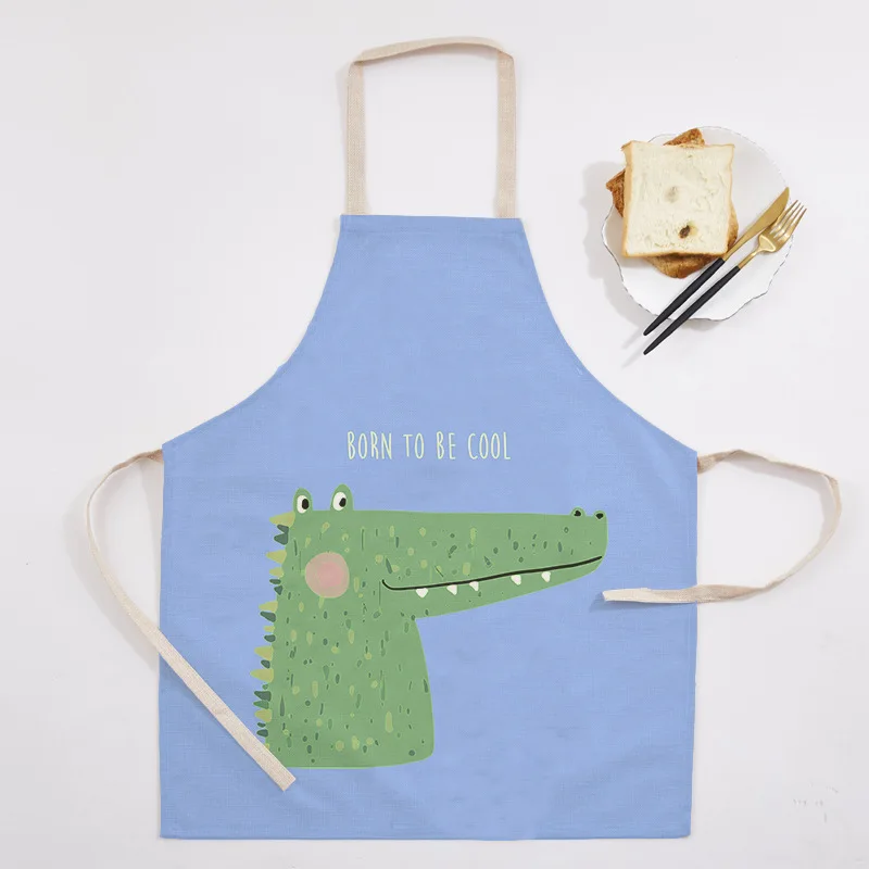 1Pcs Kitchen funny Apron Sleeveless Cotton Linen Printed Aprons for Women Kitchen Baking Cooking Accessories 60*70CM pinafore - Цвет: H