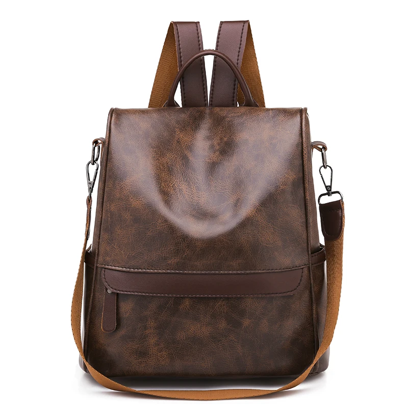 Vfemage кожаный рюкзак женские сумки женский ретро рюкзак для девочек-подростков женская школьная сумка книжные сумки Противоугонная сумка Mochila - Цвет: Brown
