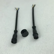 10 шт./партия 4 ядра черный водонепроницаемый гибкий проводник, 20 см в длину каждый; мужской и женский; Мужской Разъем Диаметр: 13,5 мм