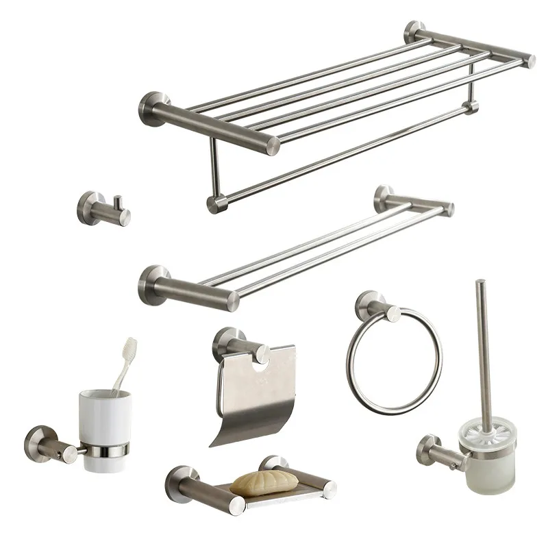 

Brushed 304 Stainless Steel Drawing Simple Suit Bathroom Hardware Accessories