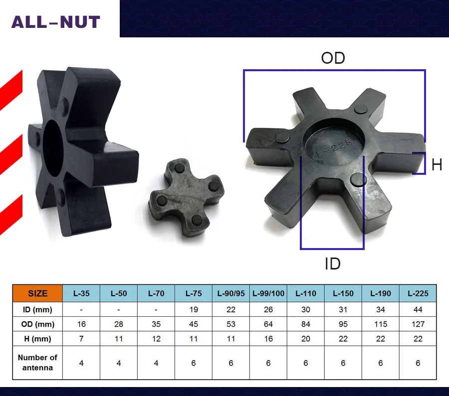 L-type муфта вала резиновые буферы, NBR черная муфта резина, L035 L050 L070 L075 L090 L095 L099 L100 L110 L150 L190 L225