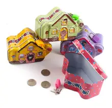 1 PC Dos Desenhos Animados Da Lata do Metal Banco de Moeda Piggy com Bloqueio Caixa de Dinheiro Dinheiro Caixa De Poupança Mealheiro Presentes para Crianças LG 010