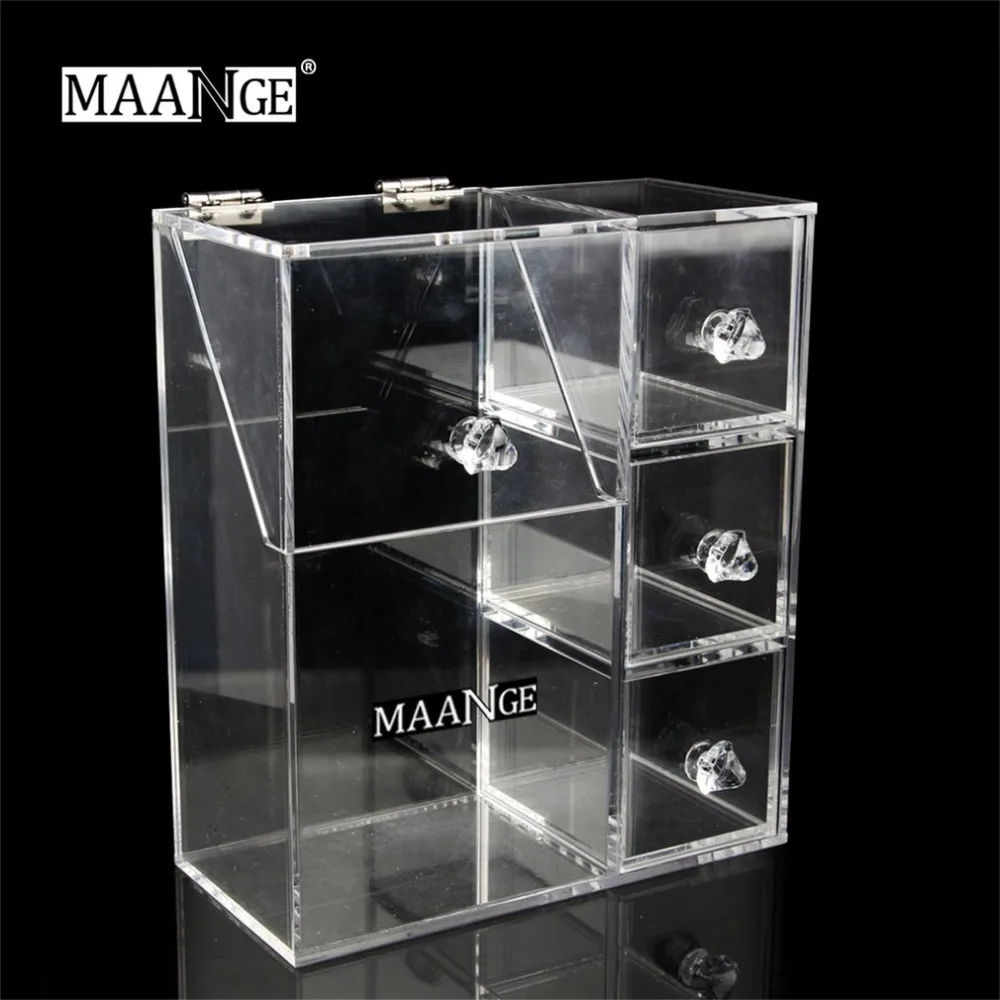 

MAANGE Transparent Makeup Box Plastic Cosmetic Makeup Tools Holder Case Makeup Brushes Pencil Lipstick Storage for Lady